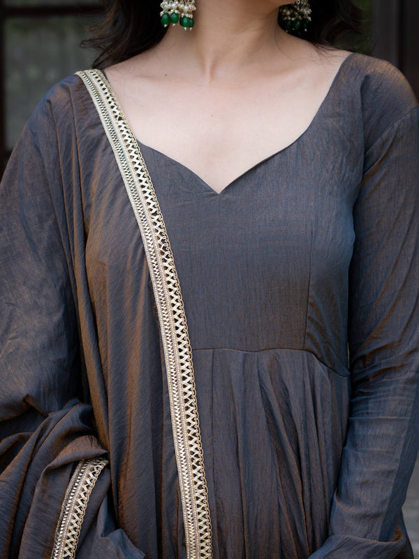 Elegant Dark Grey Anarkali Suit for Women