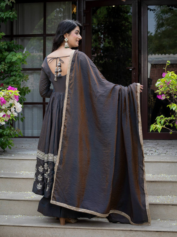 Elegant Dark Grey Anarkali Suit for Women