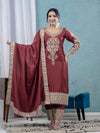 Majestic Maroon Suit Adorned in Gold