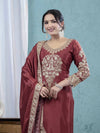Majestic Maroon Suit Adorned in Gold