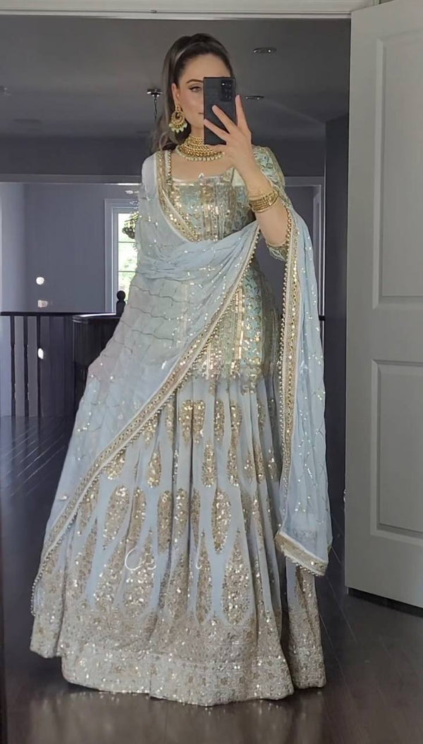 Party Wear Look Top Lehenga and Dupatta