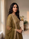 Elegant Woman in Striking Dress Pose