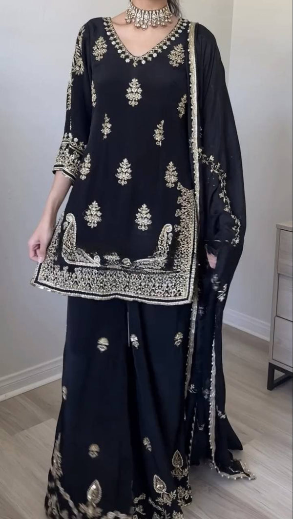 Midnight Charm: Exquisite Black Lehenga Ensemble
