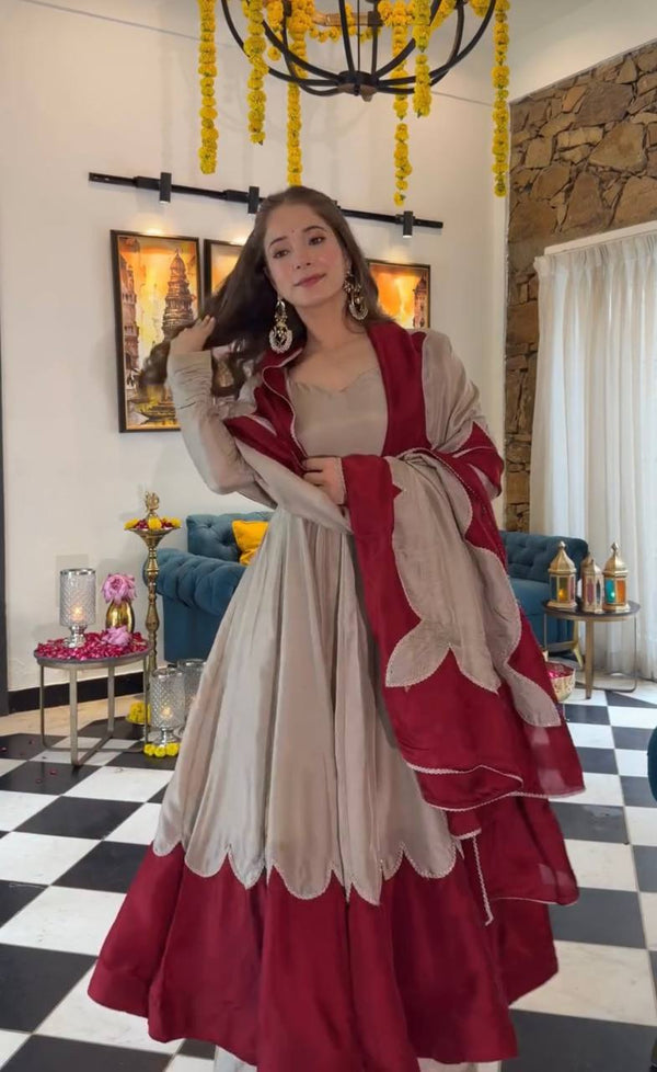 Elegant Woman in Striking Dress Pose
