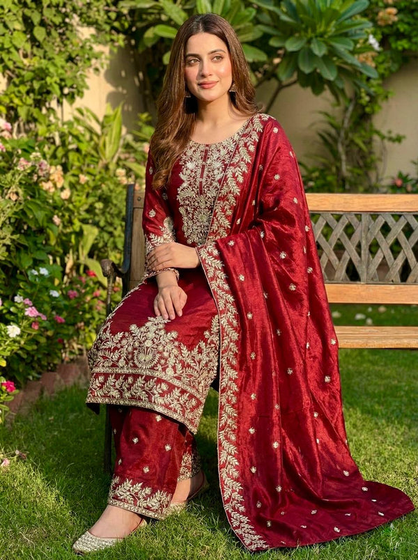 Royal Red Floral Ensemble