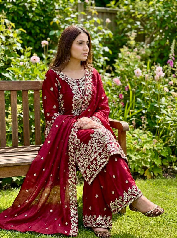 Royal Red Floral Ensemble
