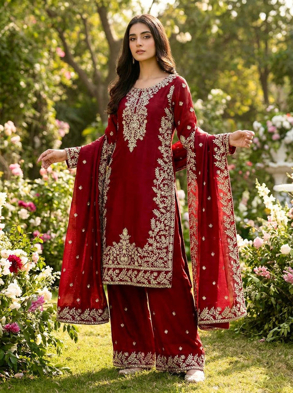 Royal Red Floral Ensemble