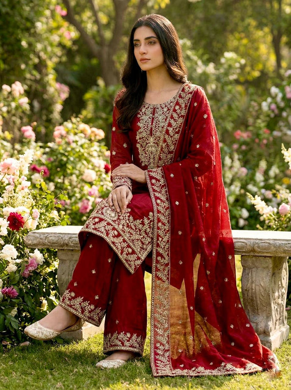 Royal Red Floral Ensemble