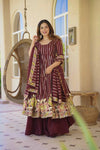 Women's Festive Maroon Anarkali Ensemble