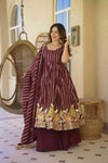 Women's Festive Maroon Anarkali Ensemble