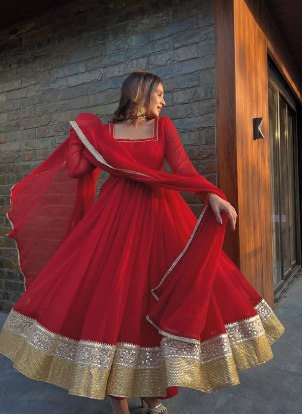 Glamorous Red Ensemble for Festive Occasions