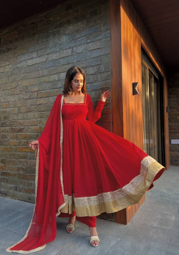 Glamorous Red Ensemble for Festive Occasions