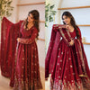 Luxurious Maroon Embroidered Anarkali Design