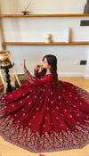 Luxurious Maroon Embroidered Anarkali Design
