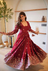 Luxurious Maroon Embroidered Anarkali Design