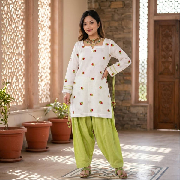 Premium Green Cotton Festive Suit Set