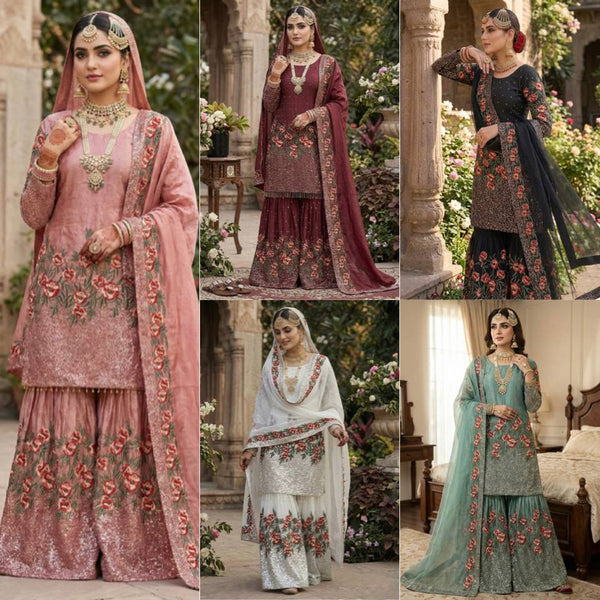Radiant Rose Embroidered Ethnic Ensemble