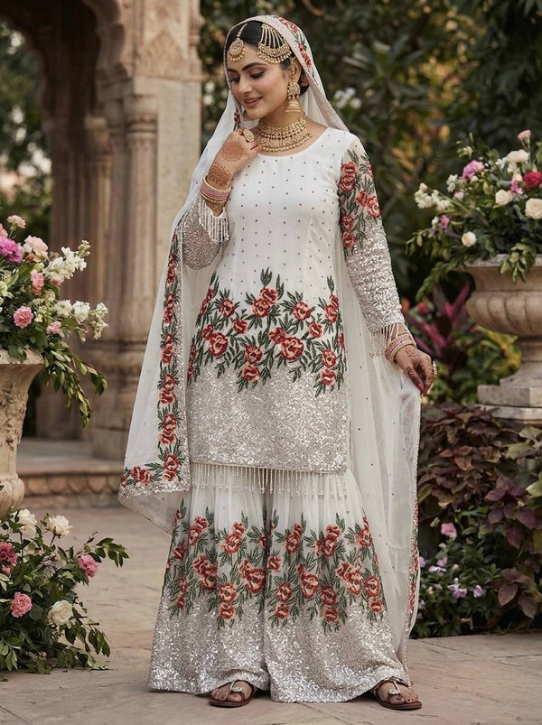 Radiant Rose Embroidered Ethnic Ensemble