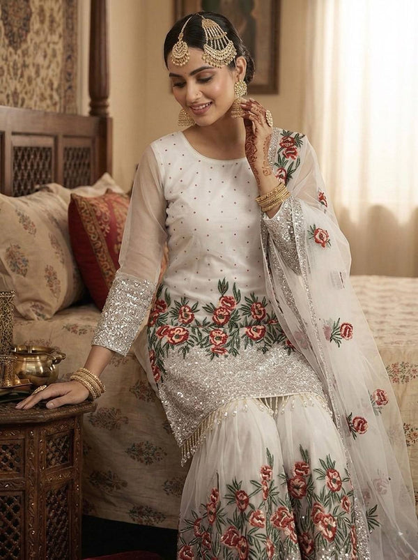 Radiant Rose Embroidered Ethnic Ensemble