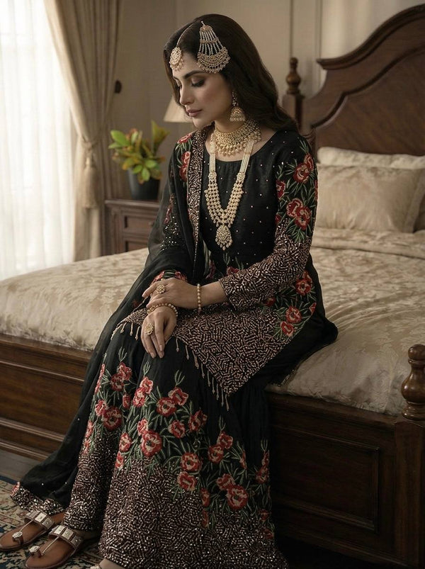 Radiant Rose Embroidered Ethnic Ensemble