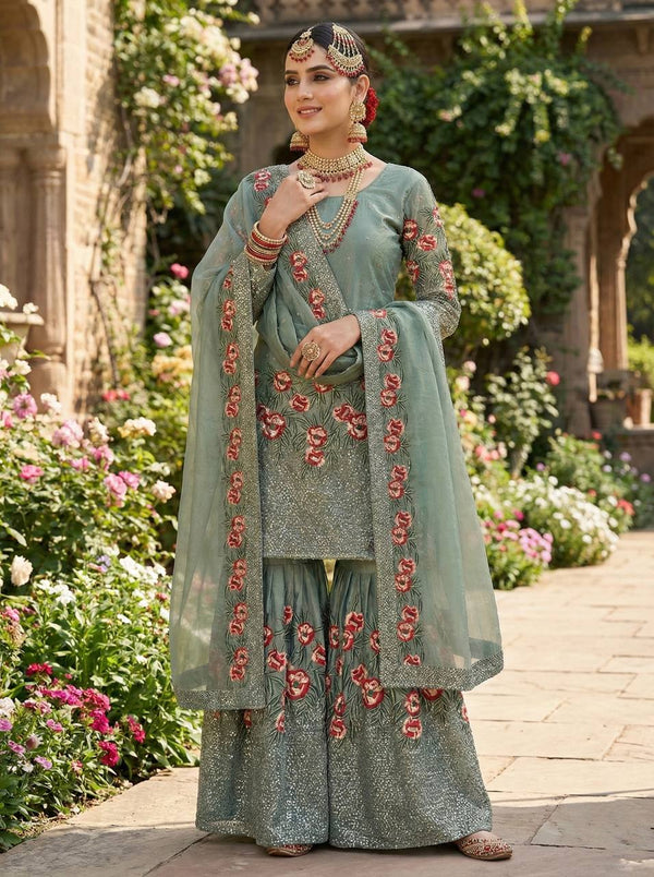 Radiant Rose Embroidered Ethnic Ensemble