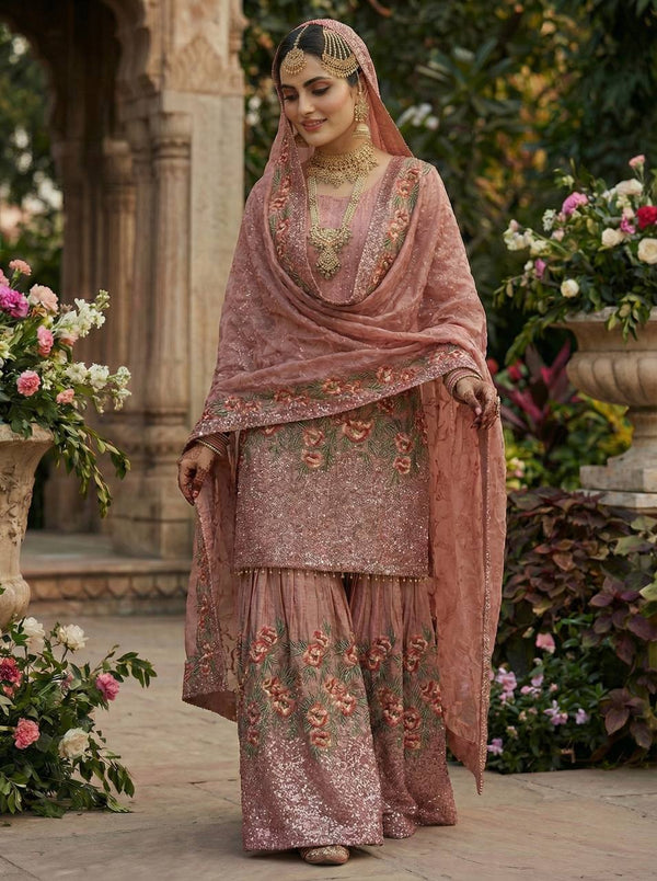 Radiant Rose Embroidered Ethnic Ensemble