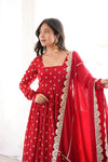 Elegant Red Anarkali Dress with Dupatta
