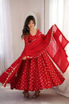 Elegant Red Anarkali Dress with Dupatta