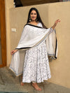 Timeless Charm: Printed White Anarkali