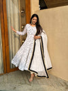 Timeless Charm: Printed White Anarkali