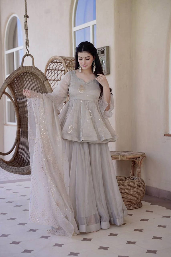 Graceful Moments in a Grey Dress