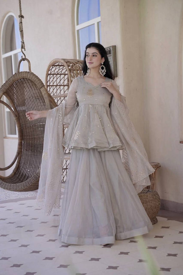 Graceful Moments in a Grey Dress