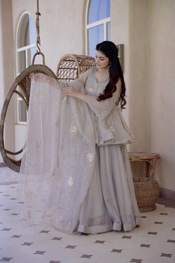 Graceful Moments in a Grey Dress