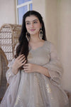 Graceful Moments in a Grey Dress