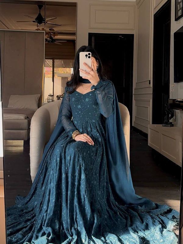 Elegance in Blue on a Cozy Couch