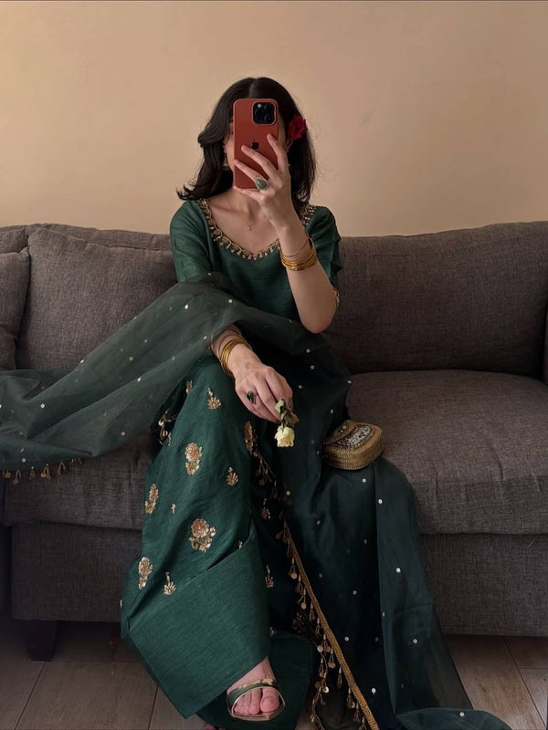 Elegant Green Festive Wear Suit Set