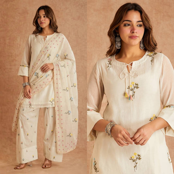 Elegant Floral Cotton Kurta Ensemble
