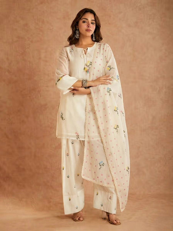 Elegant Floral Cotton Kurta Ensemble