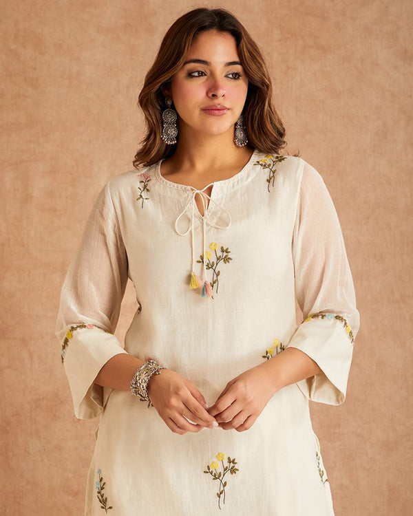 Elegant Floral Cotton Kurta Ensemble