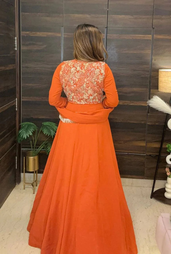 Chic and Stunning Orange Floor-Length Dress