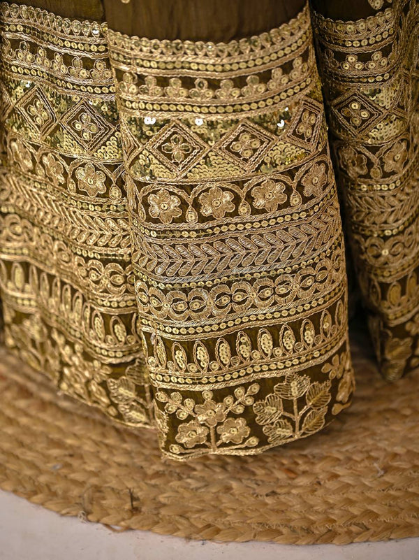 Elegant Olive Green Festive Gown