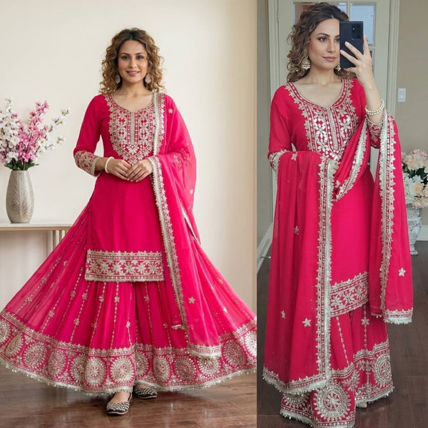 Radiant Elegance: Pink Ethnic Attire