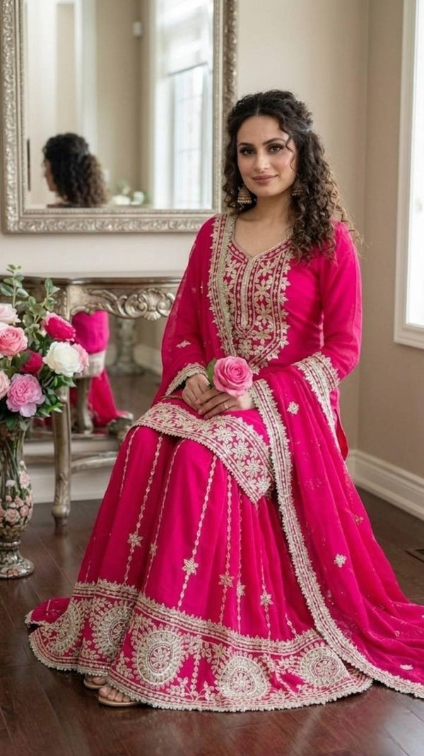 Radiant Elegance: Pink Ethnic Attire