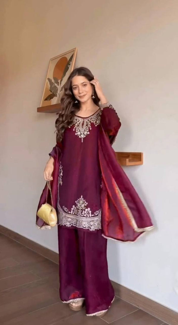 Majestic Maroon Attire Glamour in Garnet