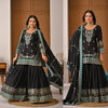Regal Fusion: Black and Blue Embroidered Ensemble