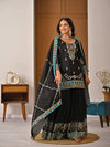 Regal Fusion: Black and Blue Embroidered Ensemble