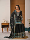Regal Fusion: Black and Blue Embroidered Ensemble