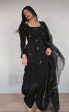 Glamorous Black Outfit with Silver Accents
