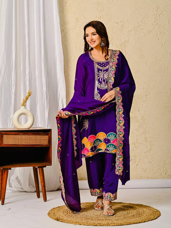 Elegance in Purple: A Cultural Embrace