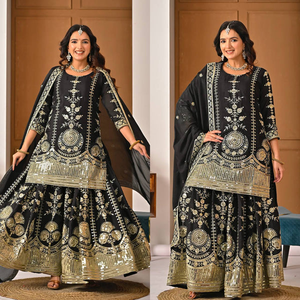 Timeless Charm: Black Embroidered Ethnic Ensemble